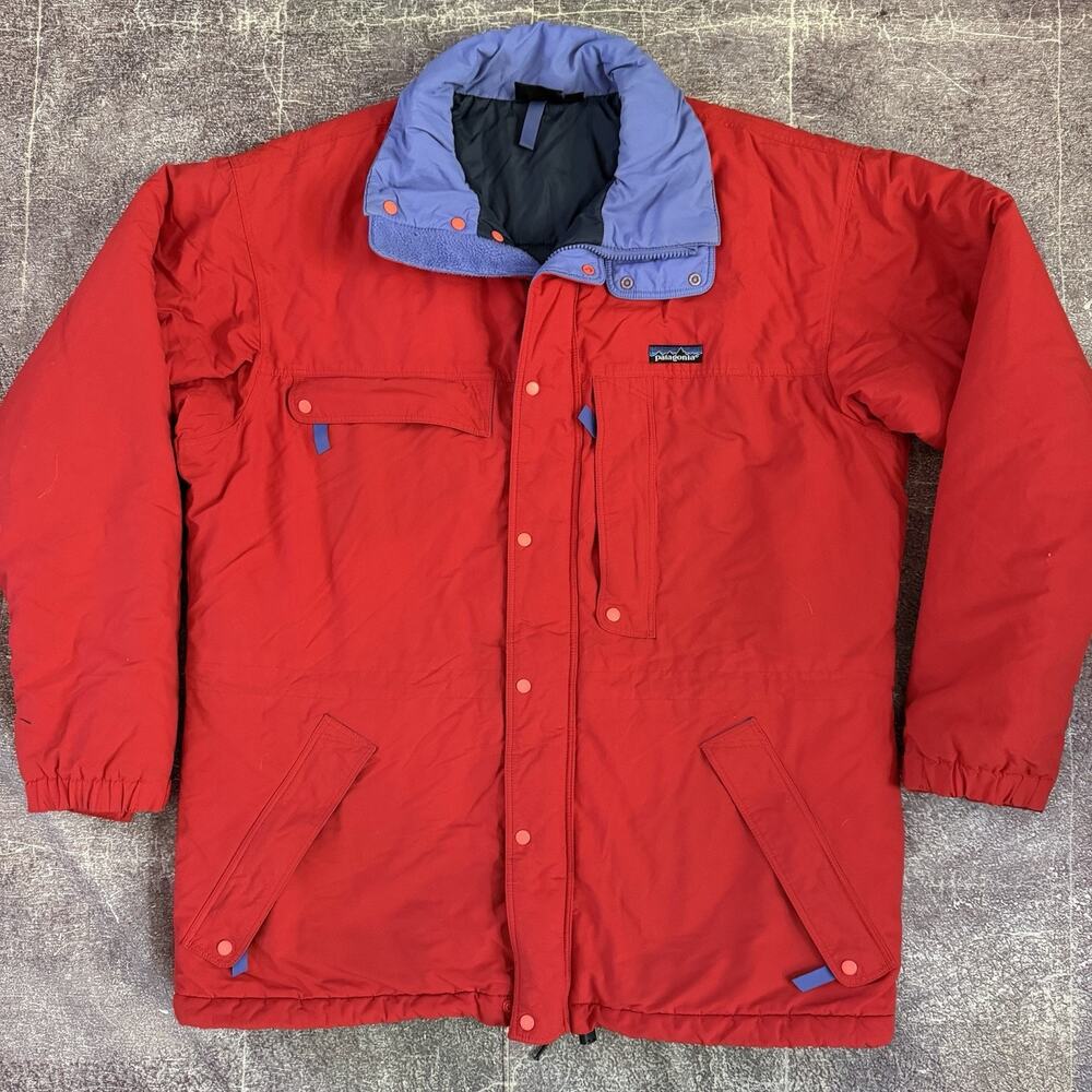 Men's Vintage 90's Patagonia Red Pastel Purple Insulated Parka Coat Jacket Sz L